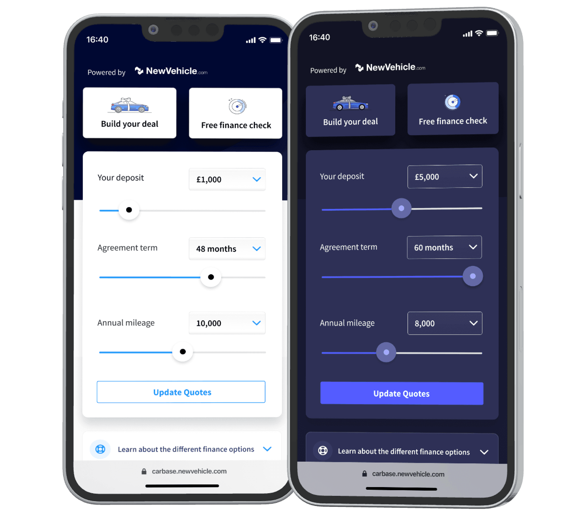 Themed finance calculators embedded in dealership websites